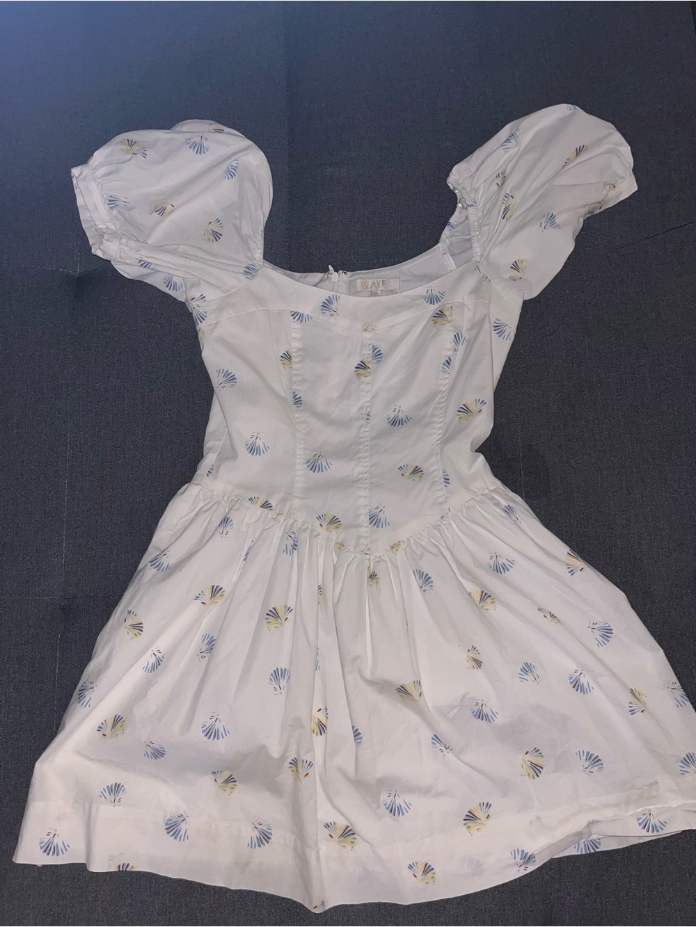 Wayf White Mini Dress with Pastel Fan Print - Picture 6 of 7
